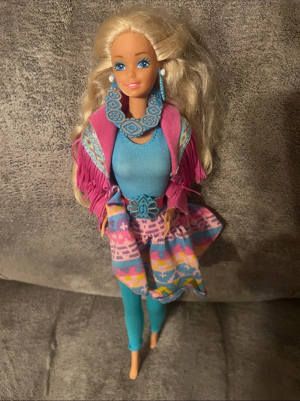 Vintage 1989 Western Fun Barbie Doll #9932 Mattel Near Complete